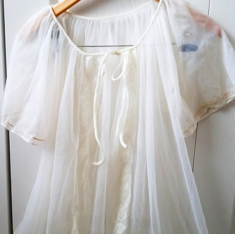 White silk see-through blouse